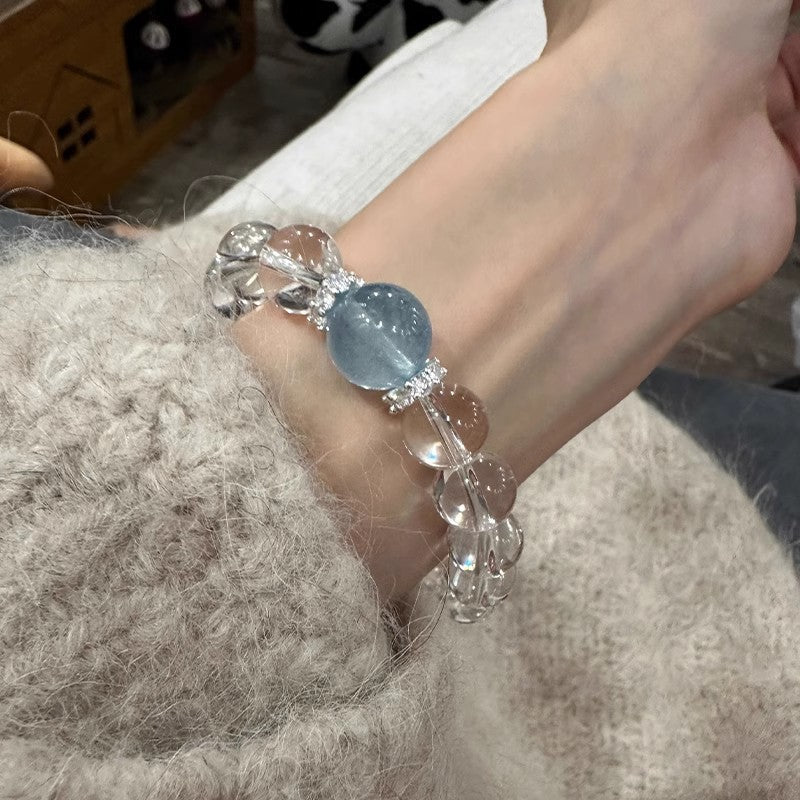 Aquamarine White Crystal Bracelet Women's New Light Luxury - CN Heal Vibe