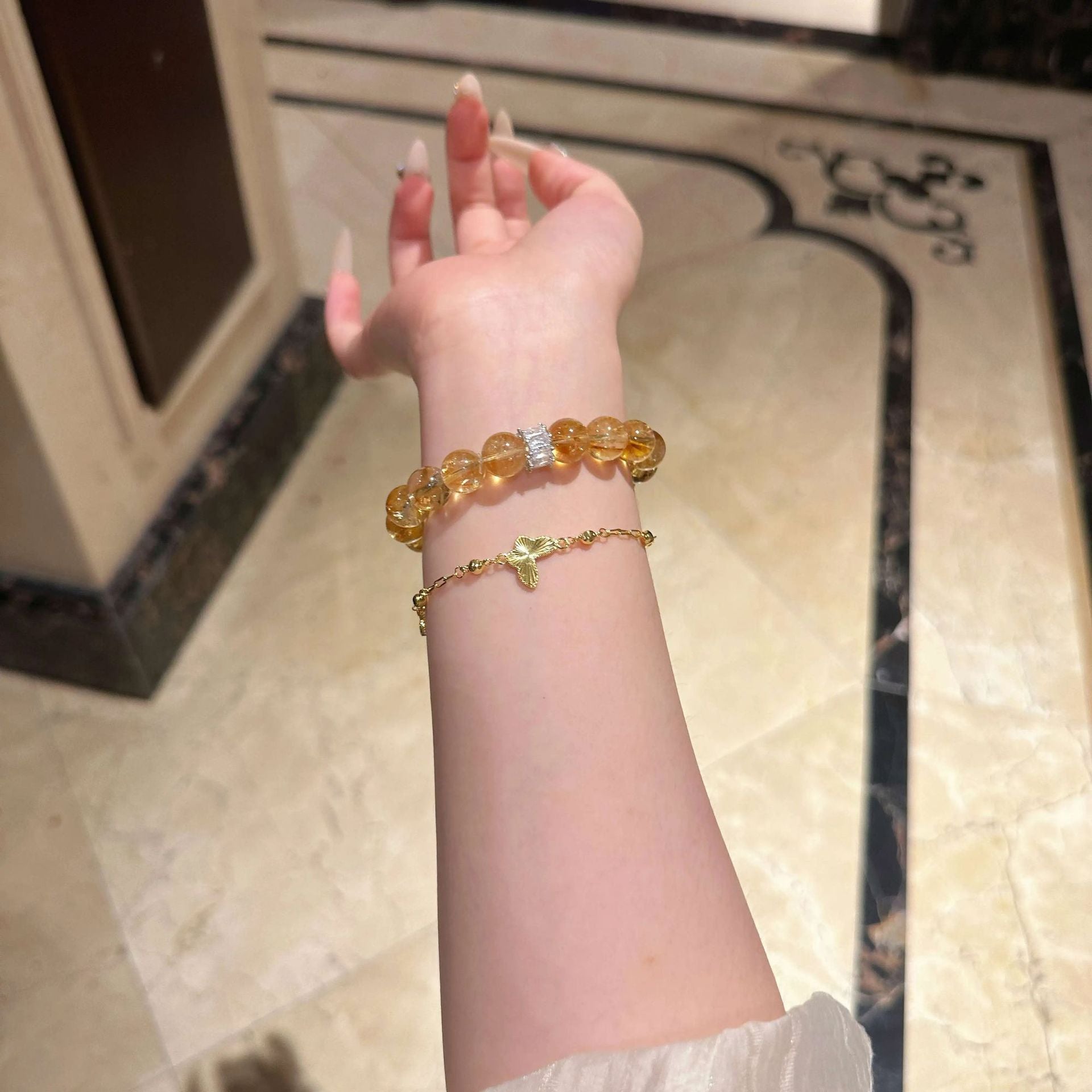 Authentic Natural Yellow Crystal Yellow Pagoda Mountain Yellow Acai Lucky Bracelet Universal for Goddesses - CN Heal Vibe