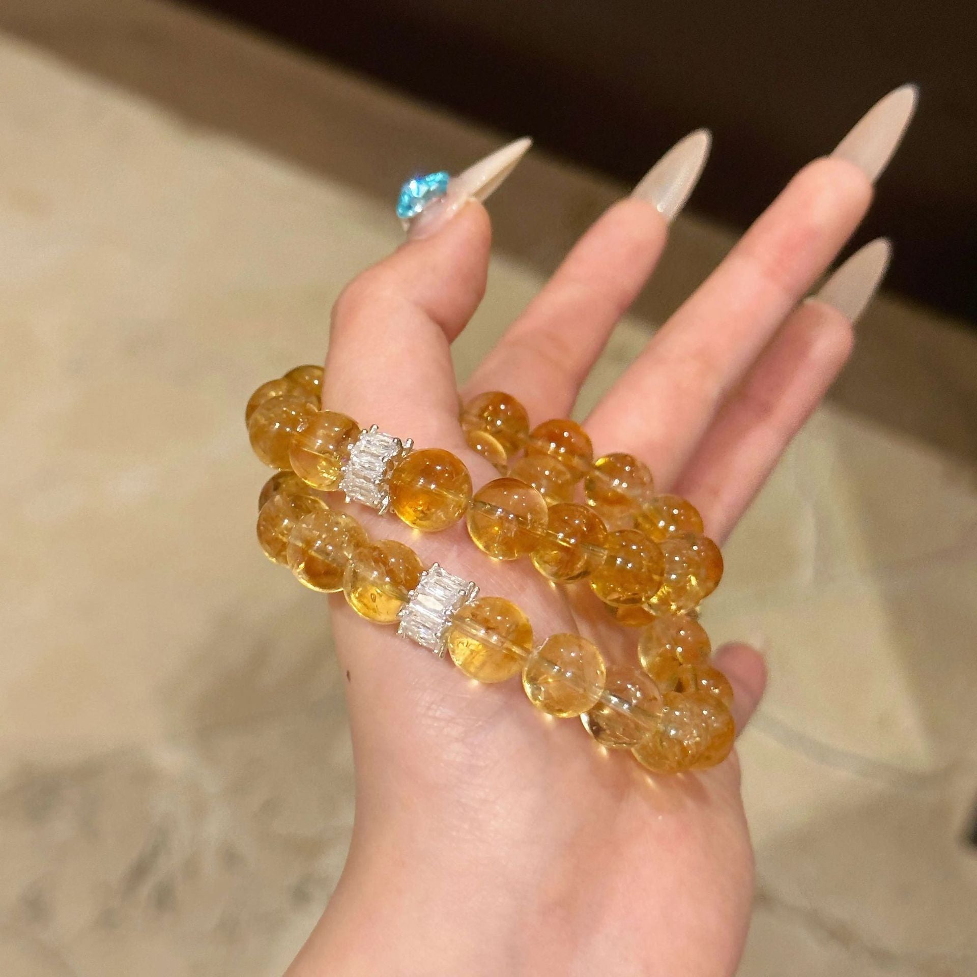 Authentic Natural Yellow Crystal Yellow Pagoda Mountain Yellow Acai Lucky Bracelet Universal for Goddesses - CN Heal Vibe