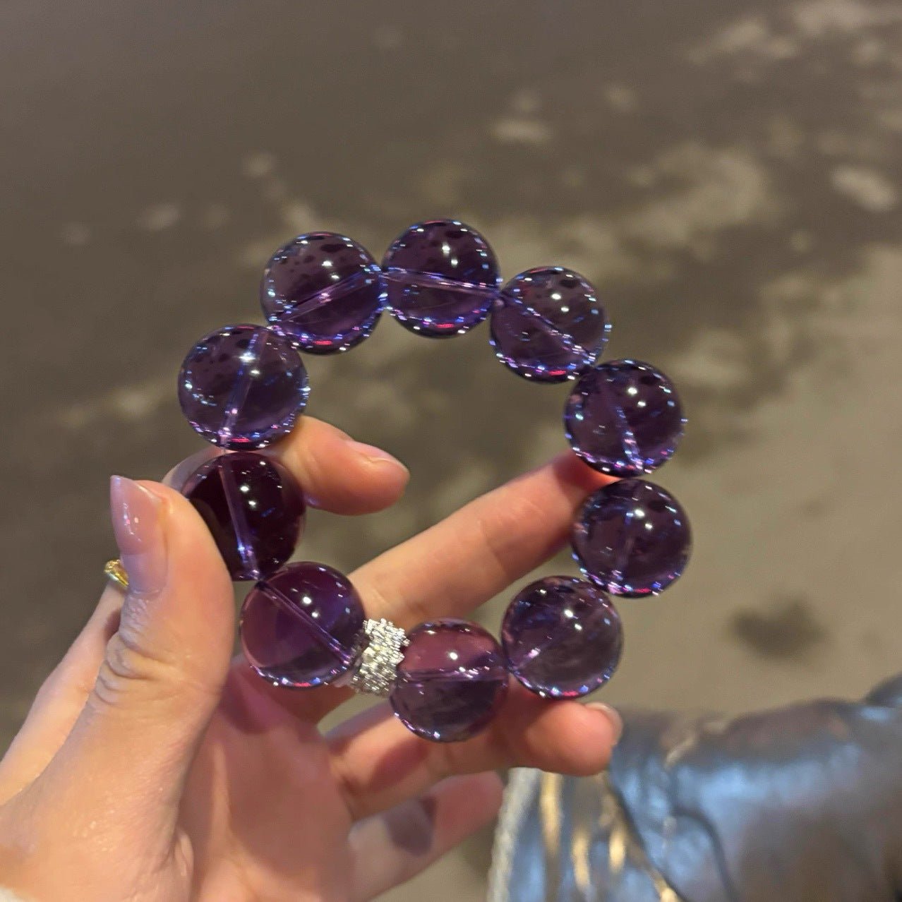 Collectible Amethyst Bracelet Large Beads Single Strand - CN Heal Vibe