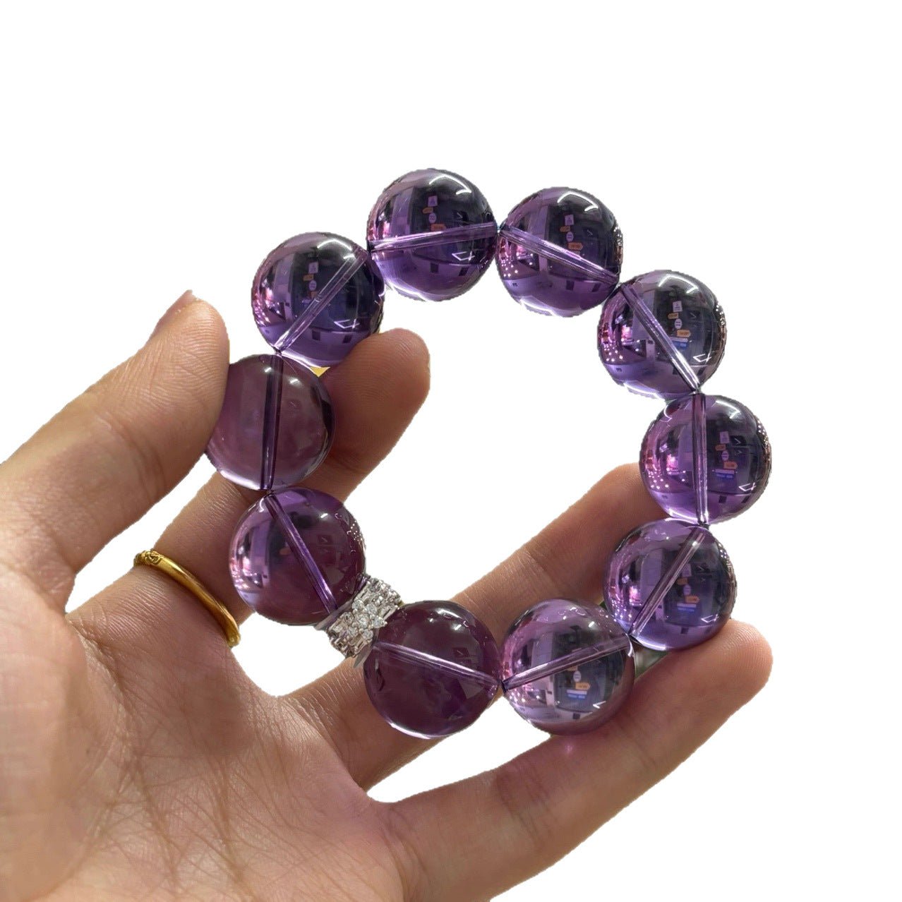 Collectible Amethyst Bracelet Large Beads Single Strand - CN Heal Vibe
