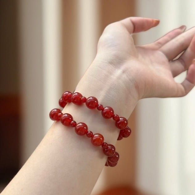 Double Circle Red Agate Bracelet Crystal Bracelet - CN Heal Vibe