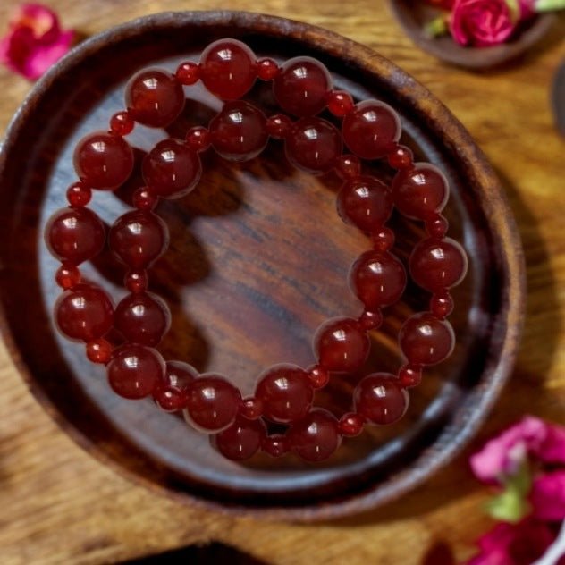 Double Circle Red Agate Bracelet Crystal Bracelet - CN Heal Vibe