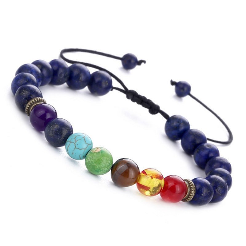 Lapis Lazuli Wheel Tiger Eye Adjustable Braided Yoga Wheel Bracelet Beaded - CN Heal Vibe