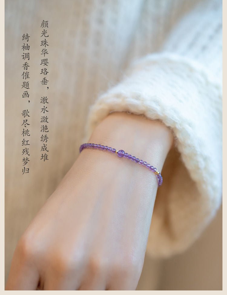 Natural Amethyst Bracelet for Women Tiny Dainty Gold Beads Purple Energy Luck Bracelets Boho Style Jewelry Gift for Her - CN Heal Vibe