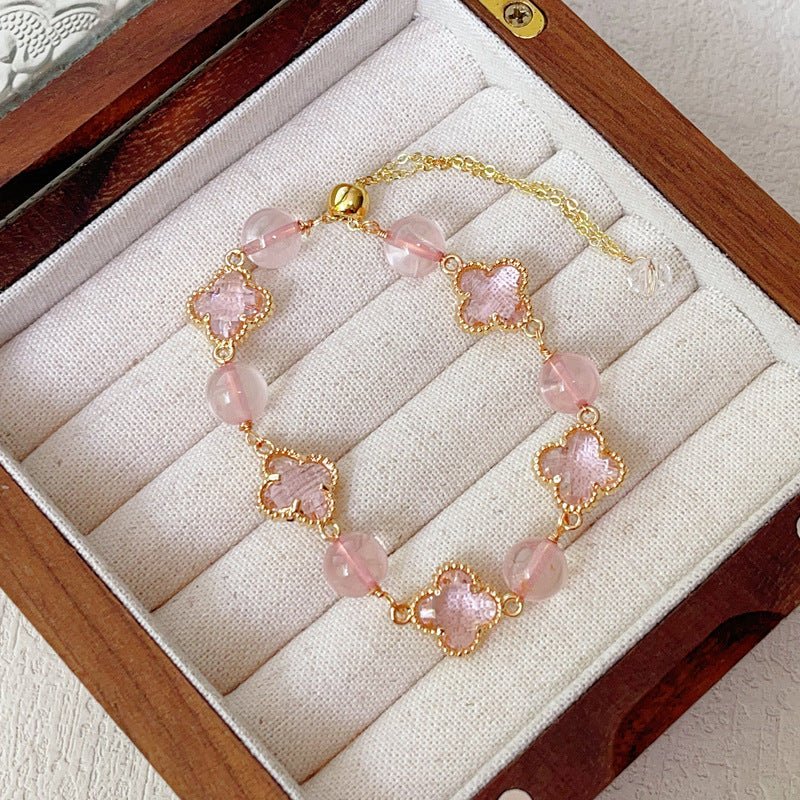 Natural Amethyst Citrine Clover Alloy Bracelet Dreamy Wonderland Series Jewelry for Women Girls Gift - CN Heal Vibe