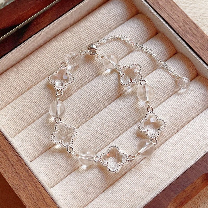 Natural Amethyst Citrine Clover Alloy Bracelet Dreamy Wonderland Series Jewelry for Women Girls Gift - CN Heal Vibe