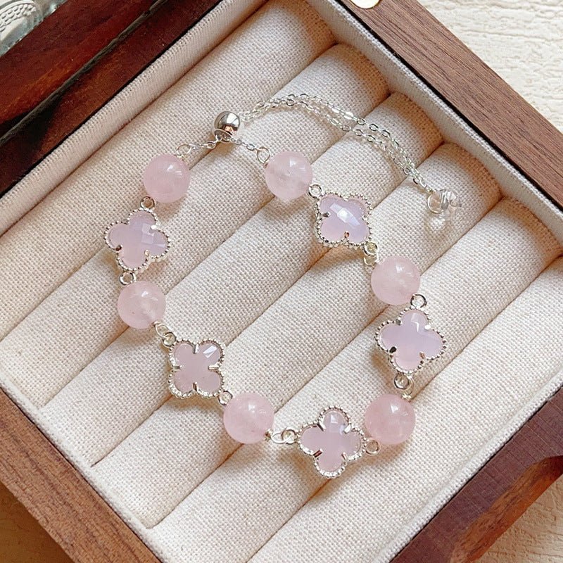 Natural Amethyst Citrine Clover Alloy Bracelet Dreamy Wonderland Series Jewelry for Women Girls Gift - CN Heal Vibe