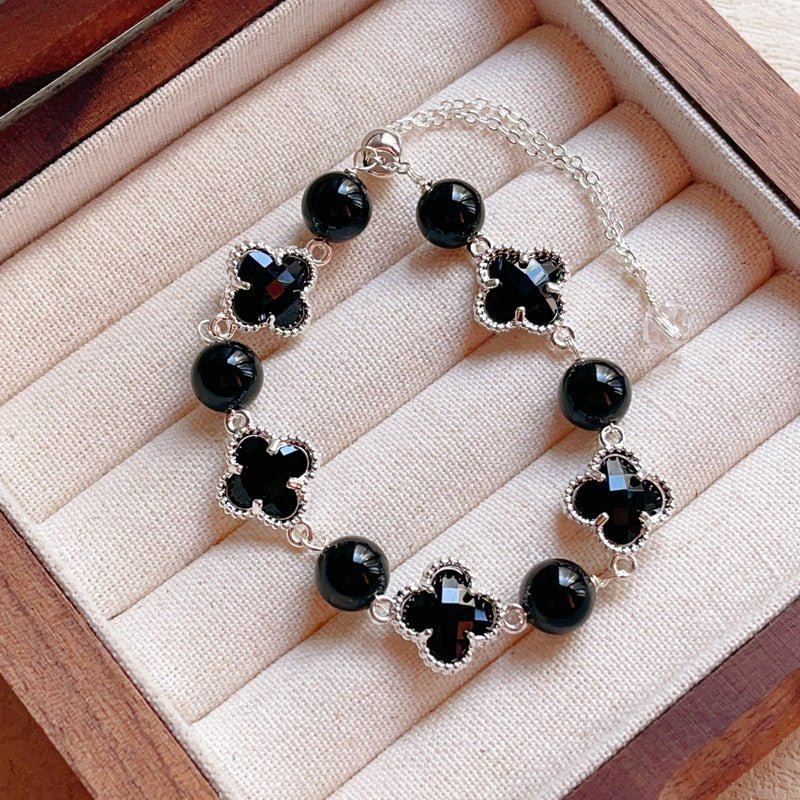 Natural Amethyst Citrine Clover Alloy Bracelet Dreamy Wonderland Series Jewelry for Women Girls Gift - CN Heal Vibe