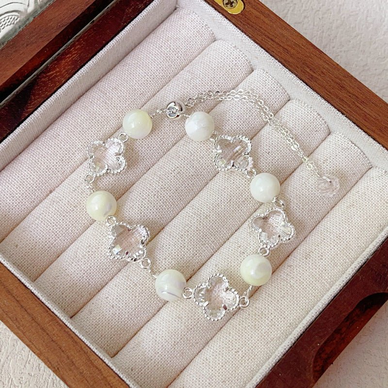 Natural Amethyst Citrine Clover Alloy Bracelet Dreamy Wonderland Series Jewelry for Women Girls Gift - CN Heal Vibe