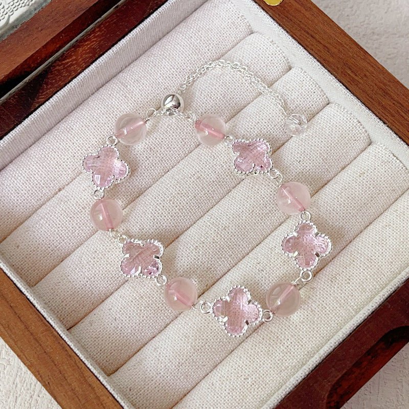 Natural Amethyst Citrine Clover Alloy Bracelet Dreamy Wonderland Series Jewelry for Women Girls Gift - CN Heal Vibe