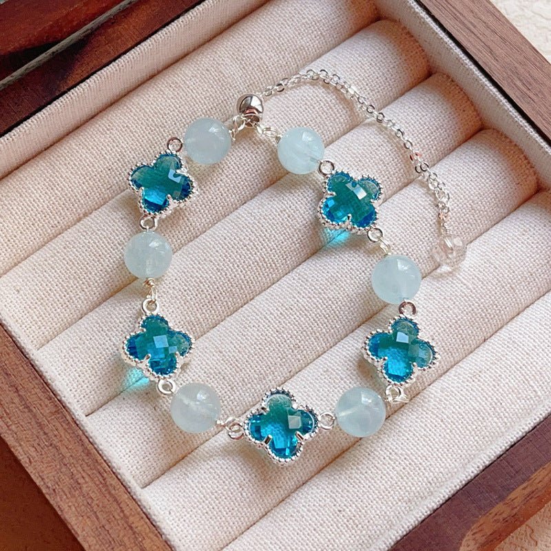 Natural Amethyst Citrine Clover Alloy Bracelet Dreamy Wonderland Series Jewelry for Women Girls Gift - CN Heal Vibe