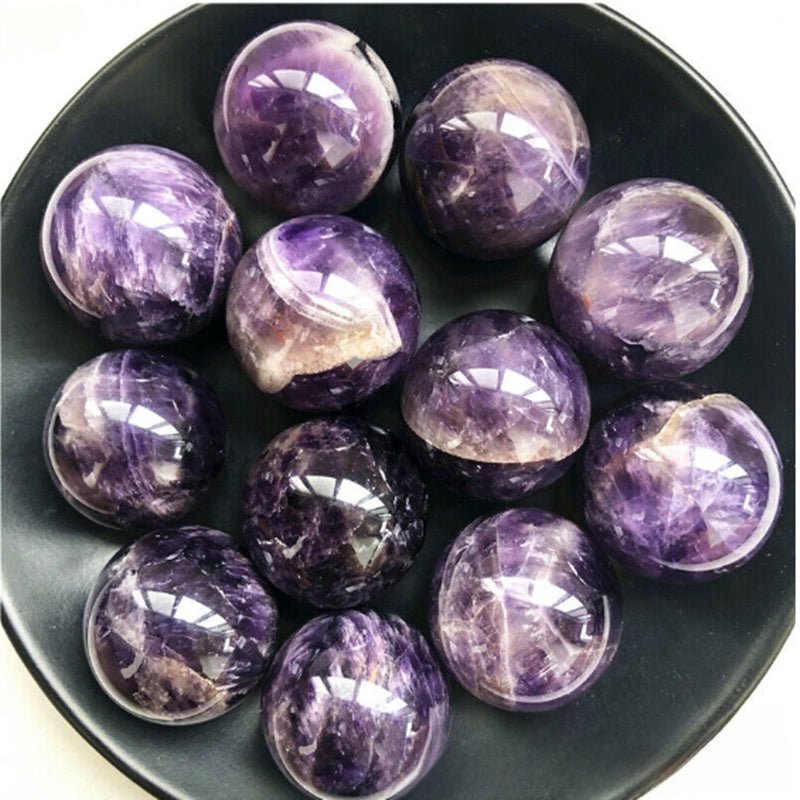 Natural Amethyst Crystal Ball Sphere Dreamy Purple Handcrafted Polished Stone Home Decor Feng Shui Reiki Healing Stone Ornament Gift for Home Office - CN Heal Vibe