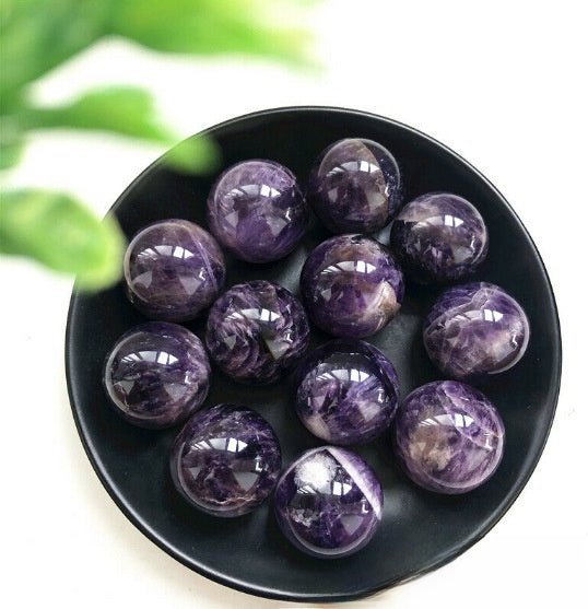 Natural Amethyst Crystal Ball Sphere Dreamy Purple Handcrafted Polished Stone Home Decor Feng Shui Reiki Healing Stone Ornament Gift for Home Office - CN Heal Vibe