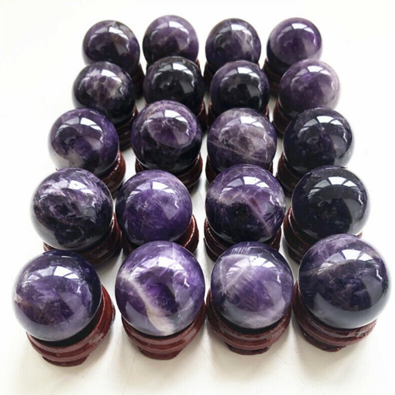 Natural Amethyst Crystal Ball Sphere Dreamy Purple Handcrafted Polished Stone Home Decor Feng Shui Reiki Healing Stone Ornament Gift for Home Office - CN Heal Vibe