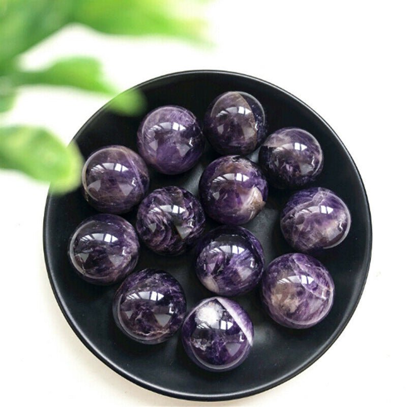 Natural Amethyst Crystal Ball Sphere Dreamy Purple Handcrafted Polished Stone Home Decor Feng Shui Reiki Healing Stone Ornament Gift for Home Office - CN Heal Vibe
