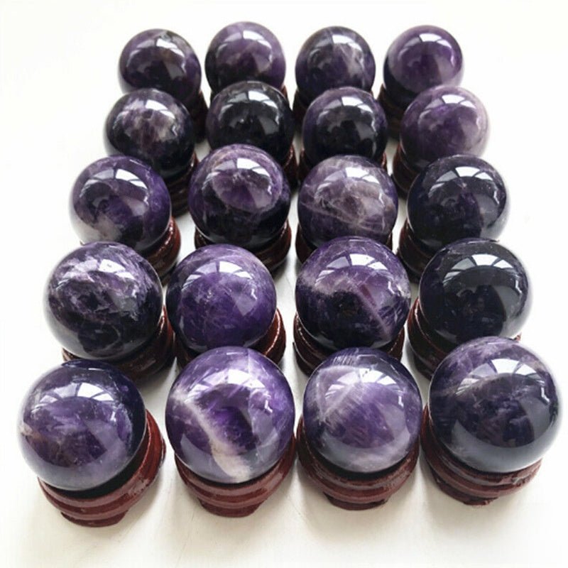 Natural Amethyst Crystal Ball Sphere Dreamy Purple Handcrafted Polished Stone Home Decor Feng Shui Reiki Healing Stone Ornament Gift for Home Office - CN Heal Vibe