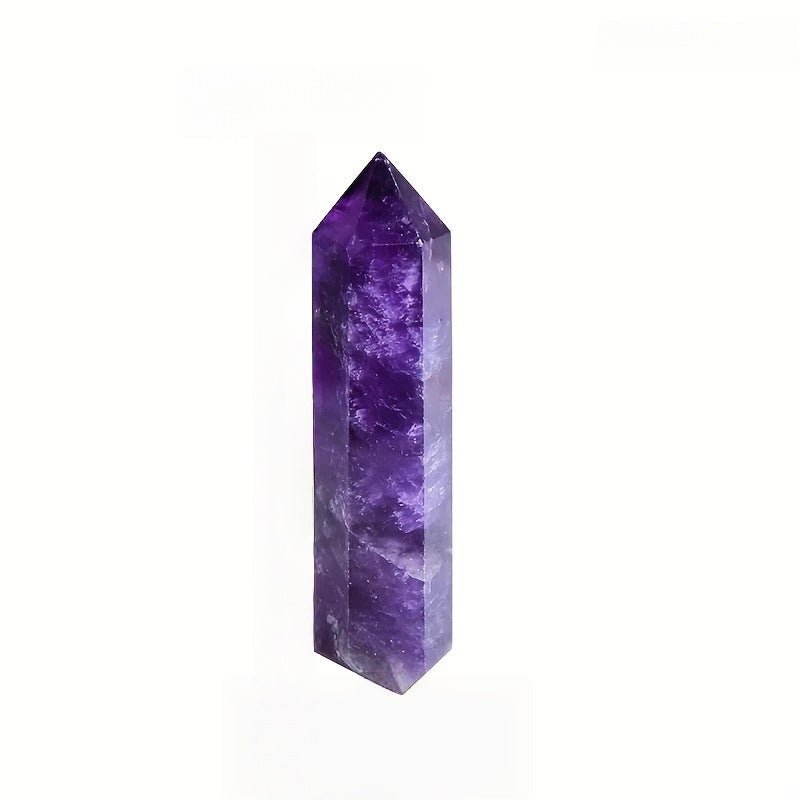 Natural Amethyst Hexagonal Prism Pointed Crystal Stone Polished Healing Energy Reiki Chakra Decorative Ornament - CN Heal Vibe