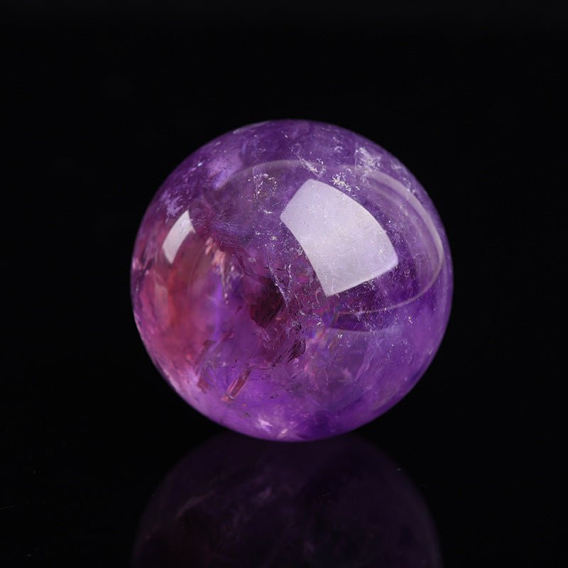 Natural Brazilian Amethyst Crystal Sphere Handcrafted from Raw Stone Decorative Ornament for Home Office Decoration and Good Luck Gift - CN Heal Vibe