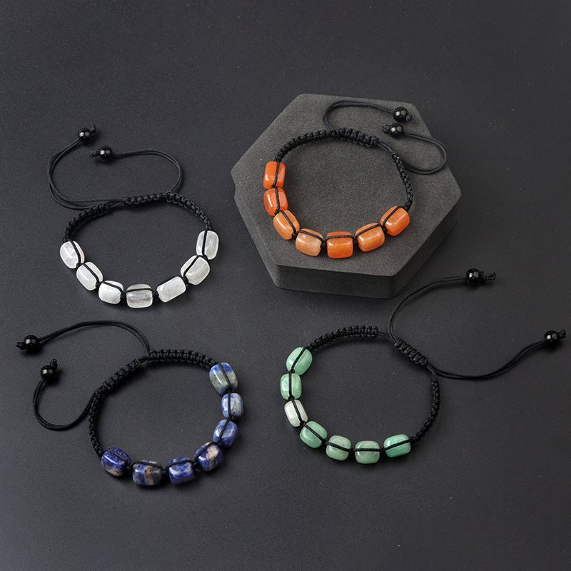 Natural Crystal Bracelet for Women Men, Pink Quartz Tiger Eye Amethyst Beaded Bracelet, Chakra Yoga Jewelry, Handmade Braided Energy Healing Accessories - CN Heal Vibe