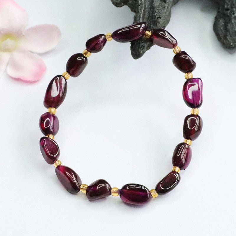 Natural Garnet Bracelet Brazilian Purple Tooth Black Crystal Gemstone - CN Heal Vibe