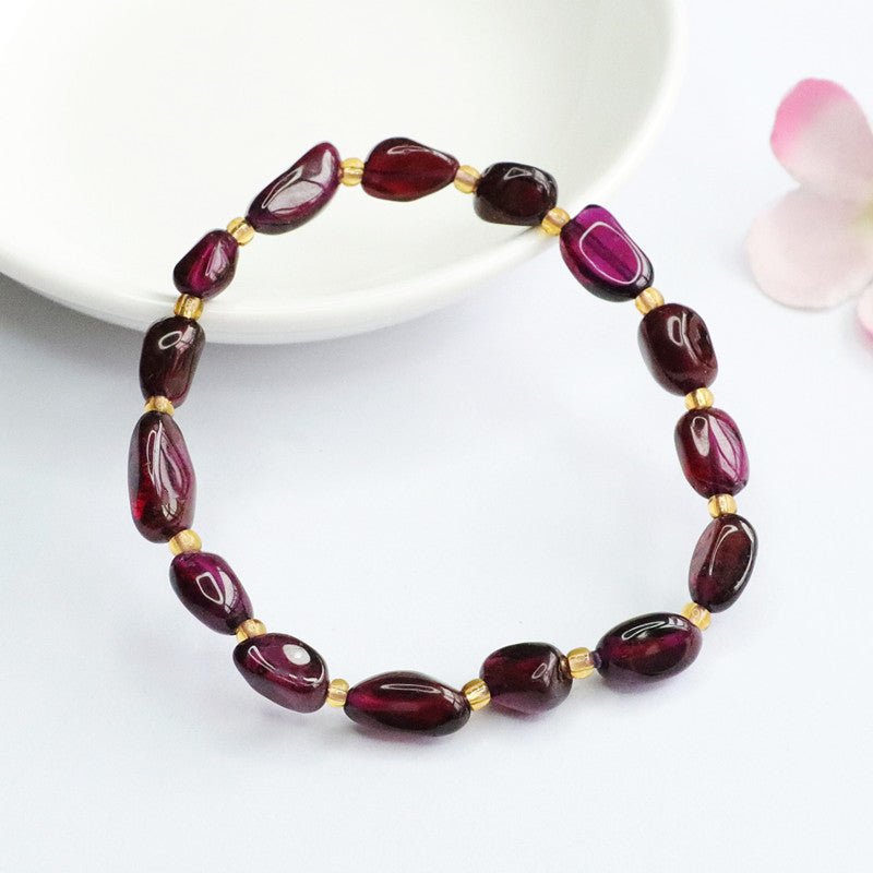 Natural Garnet Bracelet Brazilian Purple Tooth Black Crystal Gemstone - CN Heal Vibe
