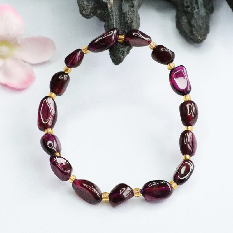 Natural Garnet Bracelet Brazilian Purple Tooth Black Crystal Gemstone - CN Heal Vibe