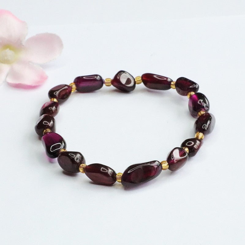 Natural Garnet Bracelet Brazilian Purple Tooth Black Crystal Gemstone - CN Heal Vibe