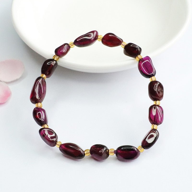 Natural Garnet Bracelet Brazilian Purple Tooth Black Crystal Gemstone - CN Heal Vibe