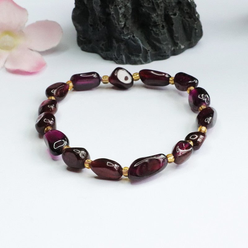 Natural Garnet Bracelet Brazilian Purple Tooth Black Crystal Gemstone - CN Heal Vibe