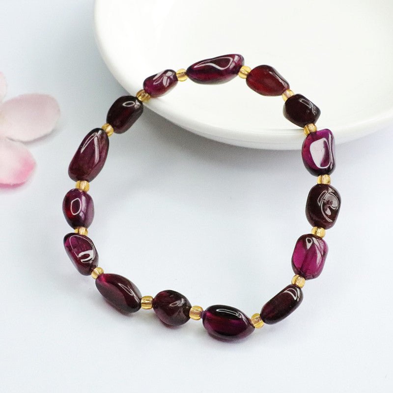 Natural Garnet Bracelet Brazilian Purple Tooth Black Crystal Gemstone - CN Heal Vibe