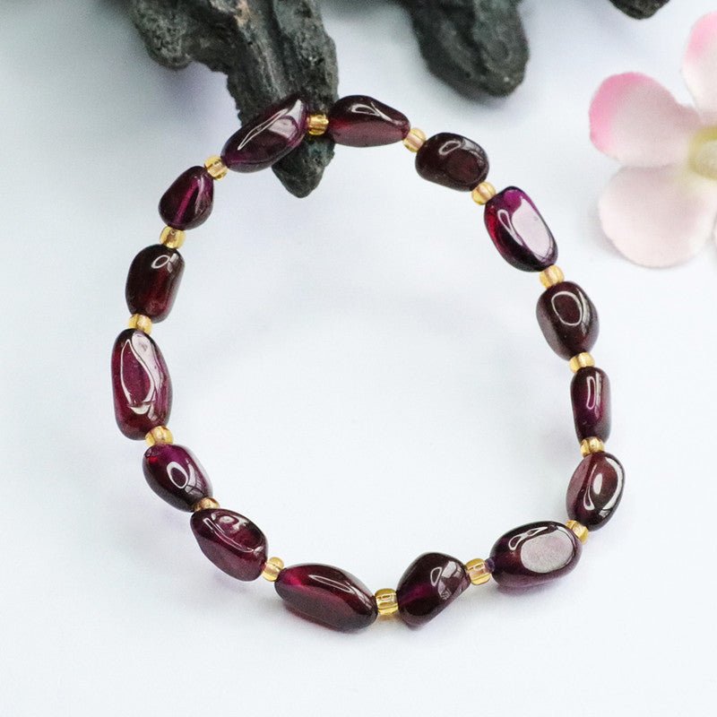 Natural Garnet Bracelet Brazilian Purple Tooth Black Crystal Gemstone - CN Heal Vibe