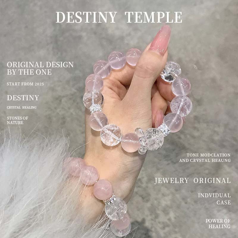 Natural Pink Crystal Bow Bracelet for Women Trendy High - end Jewelry Gift - CN Heal Vibe
