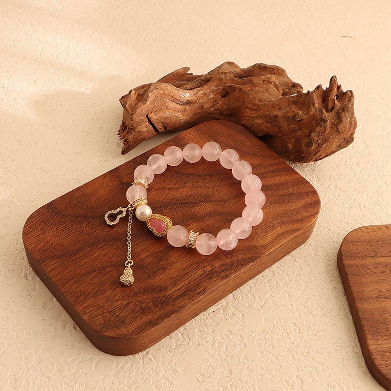 Natural Pink Crystal Bracelet Light Luxury Elegant Pink Crystal Zircon Bracelet High - end - CN Heal Vibe