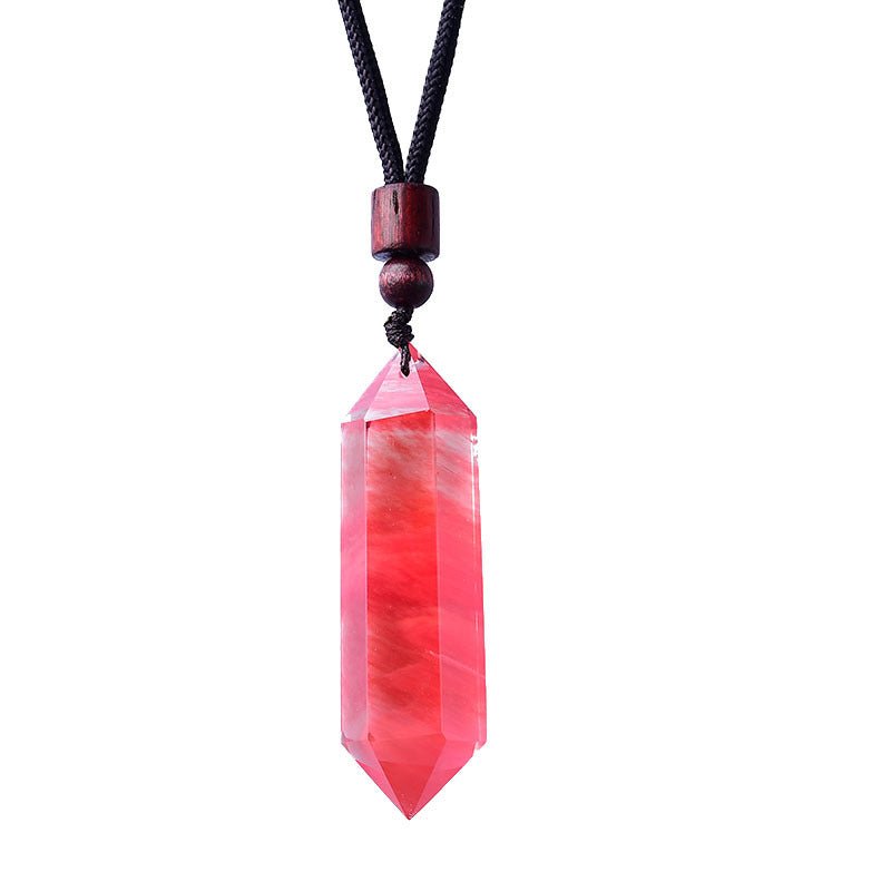 Natural Pink Yellow White Purple Amethyst Opal Hexagonal Prism Pendulum Crystal Stone Pendant for Women Men Reiki Healing Jewelry Gift - CN Heal Vibe