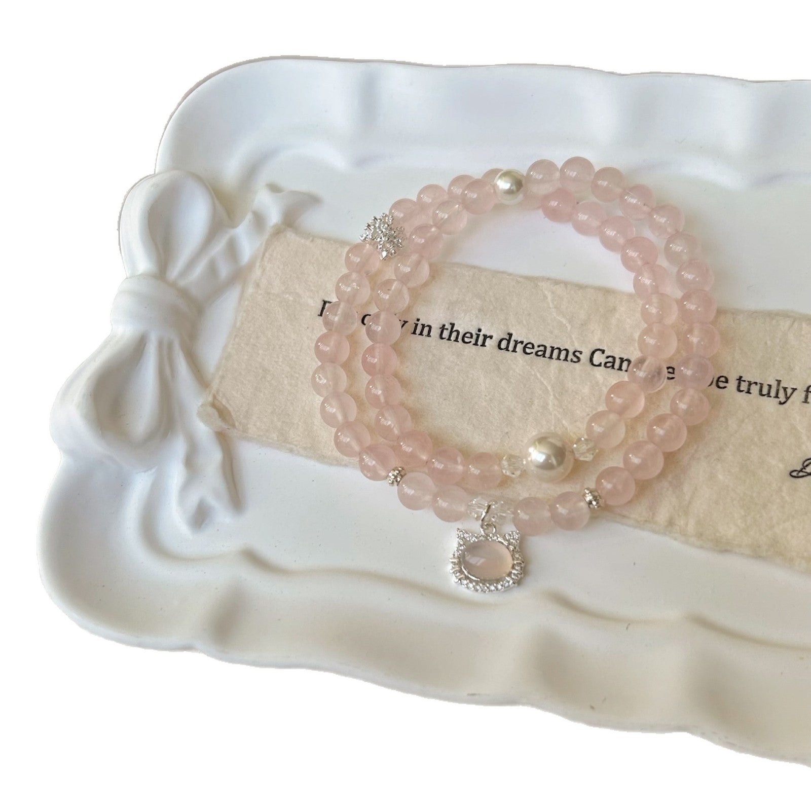 Natural Rose Quartz Double Circle Bracelet Love Energy Stone - CN Heal Vibe