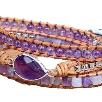 Natural Stone Amethyst Multi - layer Braided Bracelet Women's Jewelry Fashion Accessories for Her Gift - CN Heal Vibe