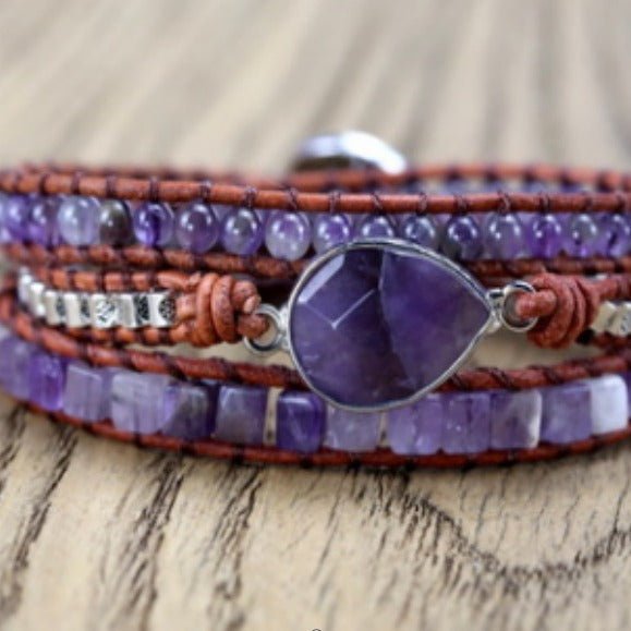 Natural Stone Amethyst Multi - layer Braided Bracelet Women's Jewelry Fashion Accessories for Her Gift - CN Heal Vibe