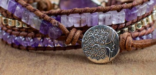 Natural Stone Amethyst Multi - layer Braided Bracelet Women's Jewelry Fashion Accessories for Her Gift - CN Heal Vibe