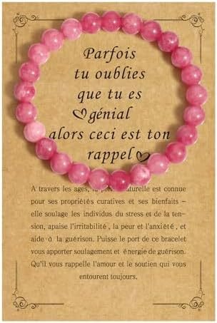 Natural Stone Bracelet Elastic Cord Beaded Purple Jade Stone Strawberry Crystal Agate Handmade Beaded Bracelet - CN Heal Vibe