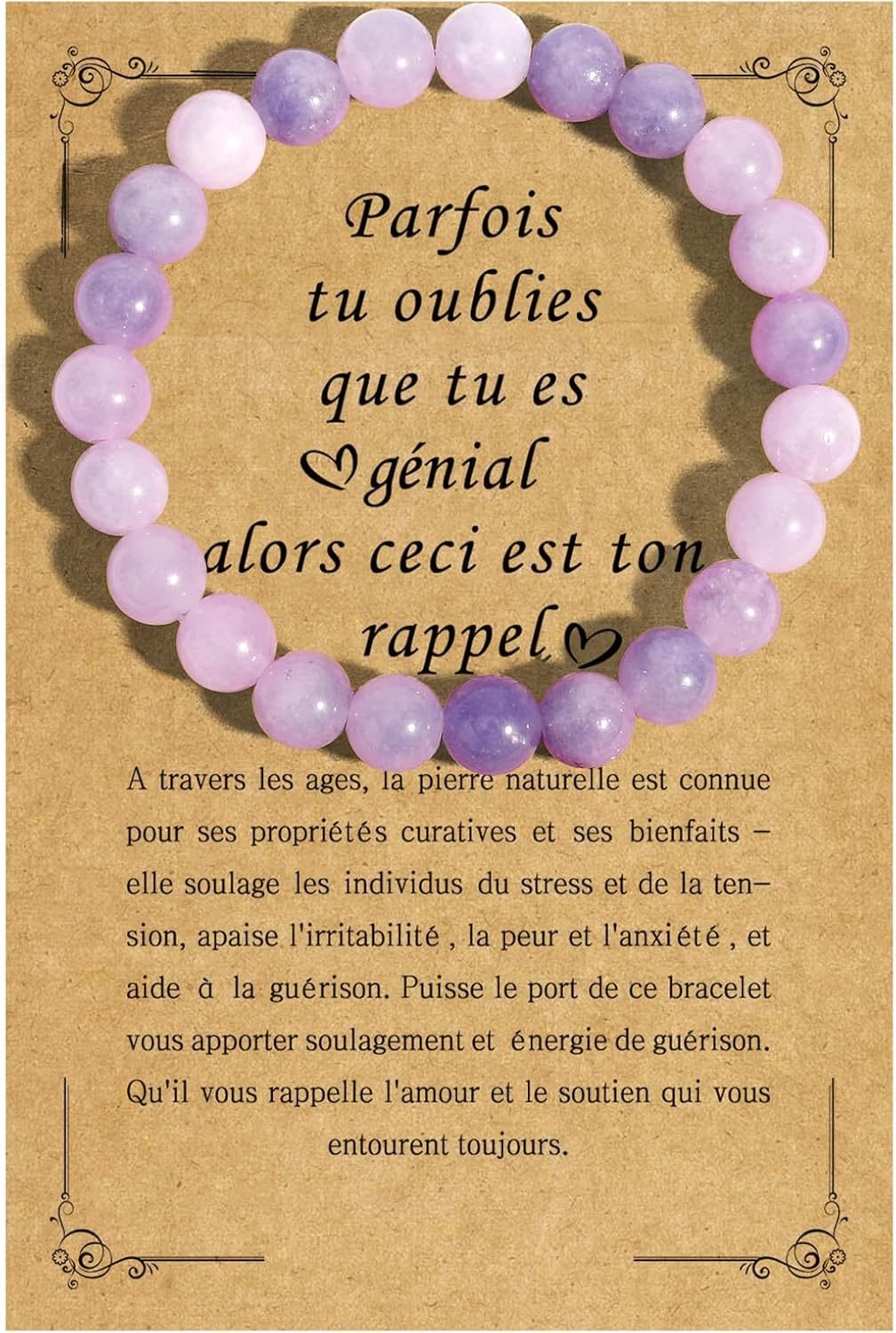 Natural Stone Bracelet Elastic Cord Beaded Purple Jade Stone Strawberry Crystal Agate Handmade Beaded Bracelet - CN Heal Vibe