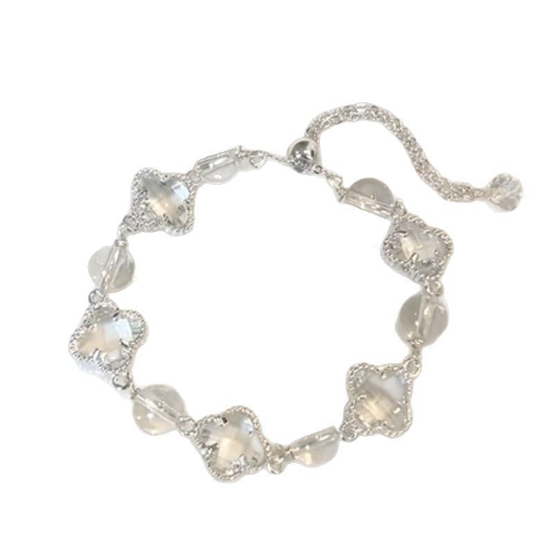 Natural Strawberry Crystal Four - leaf Clover Crystal Bracelet - CN Heal Vibe