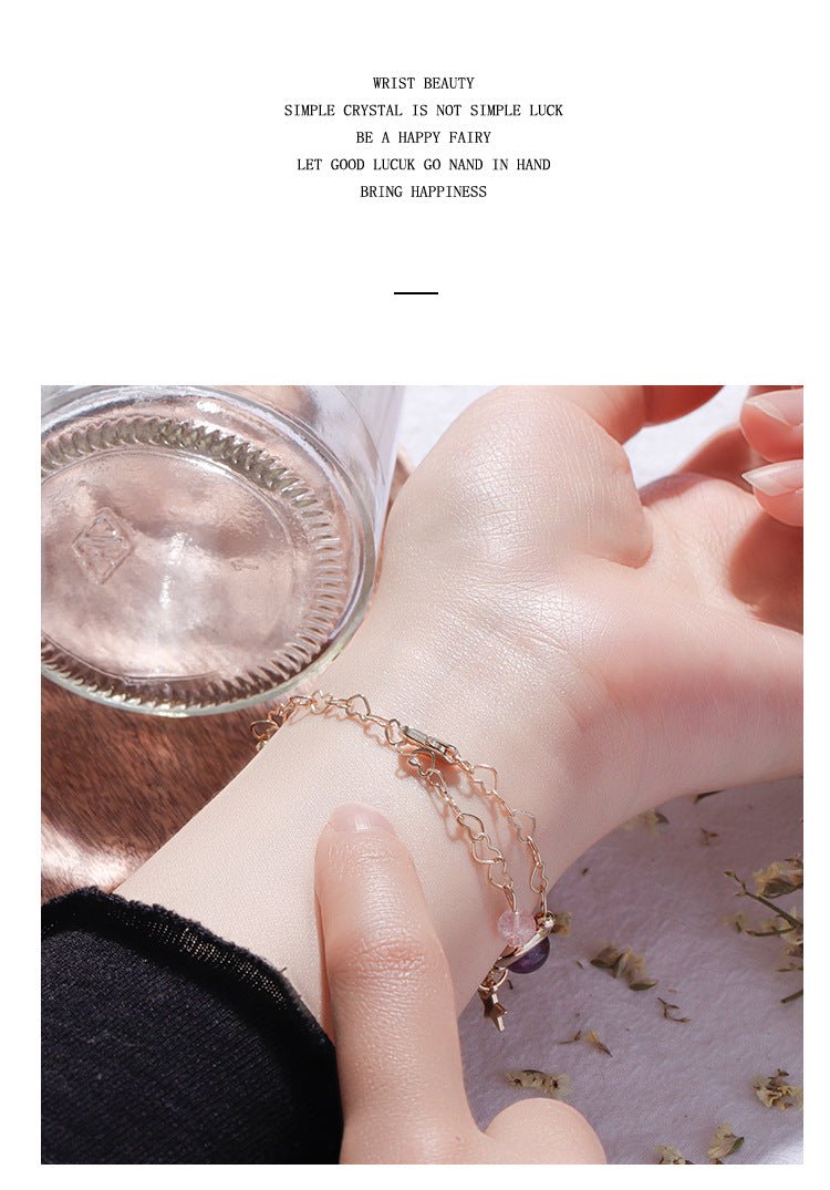 Natural Strawberry Quartz Bracelet for Women 7 Chakra Crystal Jewelry White Pink Amethyst Yellow Crystal Bangles for Gift Trendy Fashion Accessories Attract Luck Love Gift - CN Heal Vibe