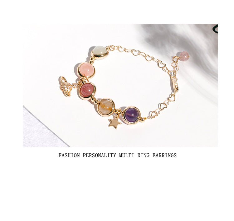 Natural Strawberry Quartz Bracelet for Women 7 Chakra Crystal Jewelry White Pink Amethyst Yellow Crystal Bangles for Gift Trendy Fashion Accessories Attract Luck Love Gift - CN Heal Vibe