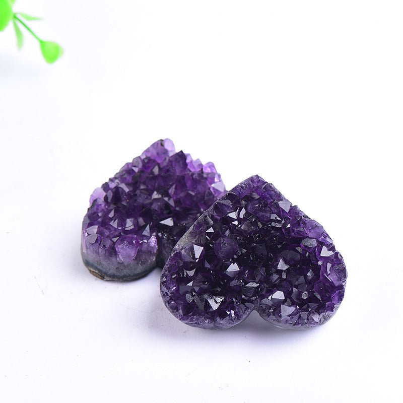 Natural Uruguay Amethyst Cluster Heart Shape Crystal Stone Healing Decorative Ornament for Home Office Decoration Reiki Chakra Balancing Gift - CN Heal Vibe