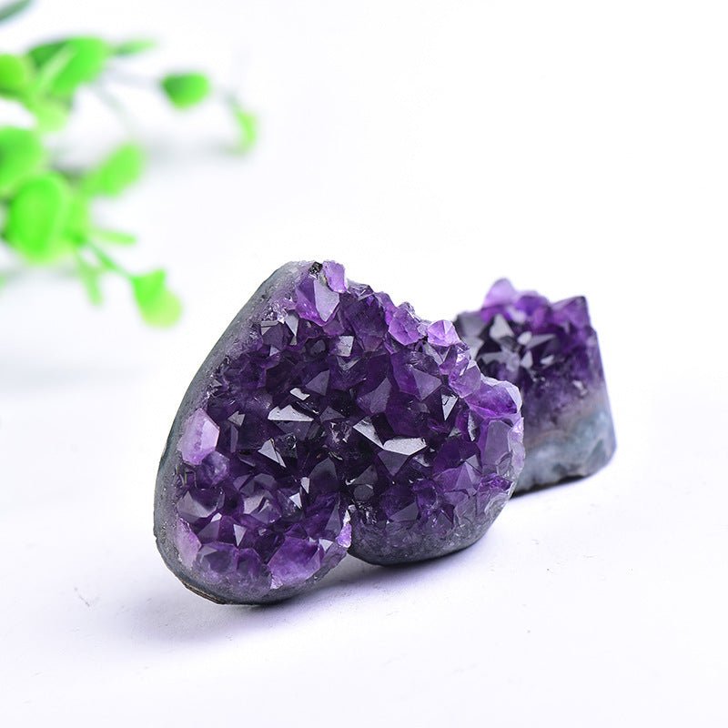 Natural Uruguay Amethyst Cluster Heart Shape Crystal Stone Healing Decorative Ornament for Home Office Decoration Reiki Chakra Balancing Gift - CN Heal Vibe