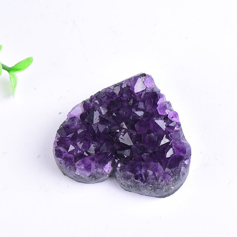 Natural Uruguay Amethyst Cluster Heart Shape Crystal Stone Healing Decorative Ornament for Home Office Decoration Reiki Chakra Balancing Gift - CN Heal Vibe