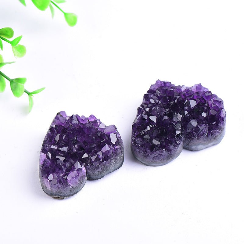 Natural Uruguay Amethyst Cluster Heart Shape Crystal Stone Healing Decorative Ornament for Home Office Decoration Reiki Chakra Balancing Gift - CN Heal Vibe