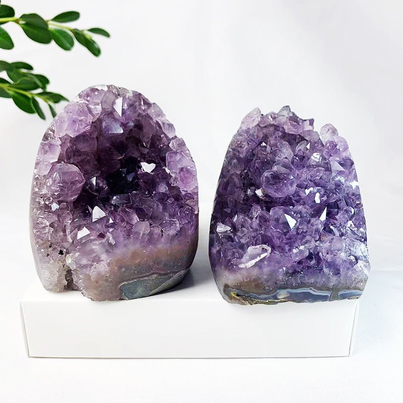 Natural Uruguay Amethyst Geode Cluster Crystal Ornament Home Office Decoration Reiki Healing Stone Feng Shui Amethyst Cluster Decor - CN Heal Vibe