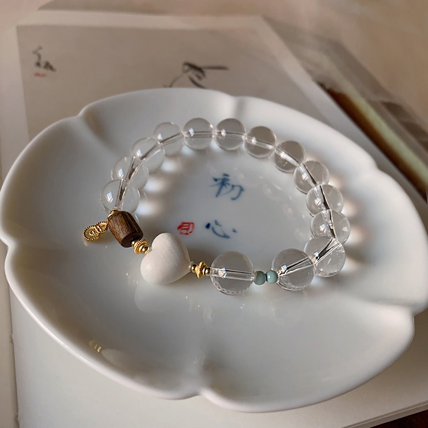 Natural White Crystal Bracelet for Women Agarwood Wealth - Attracting Multi - Treasure Bracelet - CN Heal Vibe